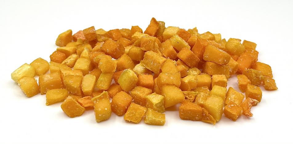 Frozen pumpkin dices, semi-dry, 12x12mm, iqf, Europe, Andreas Wendt GmbH